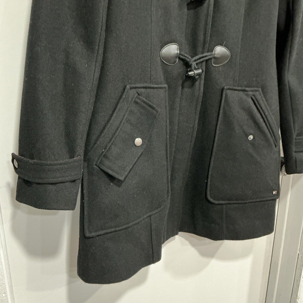Tommy Hilfiger Wool Blend Duffle Coat, Toggle Buttons, Hood, Black, Small - Picture 3 of 14